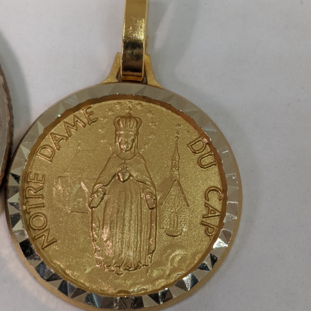 Vintage Gold Notre Dame Our Lady Medal Pendant